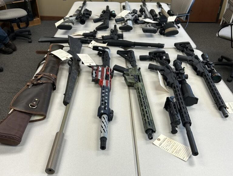 Firearms and accessories illegally used to poach scores of wildlife in Edmunds County were confiscated, according to the South Dakota Department of Game, Fish & Parks. Courtesy photo.