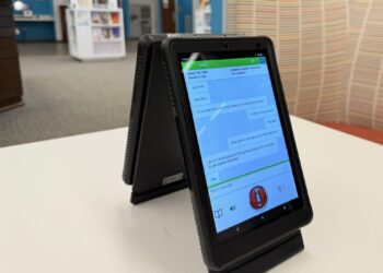 Instant Language Assistants are now being used at several places in town, including K.O. Lee Aberdeen Public Library. They help with language translation and barriers. Aberdeen Insider photo by Elisa Sand.