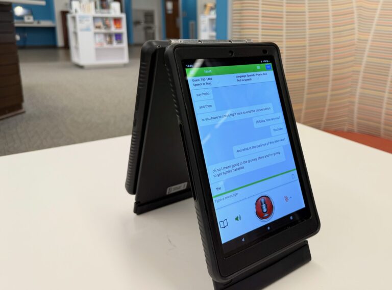 Instant Language Assistants are now being used at several places in town, including K.O. Lee Aberdeen Public Library. They help with language translation and barriers. Aberdeen Insider photo by Elisa Sand.