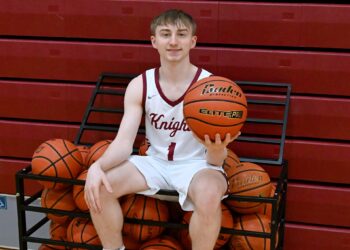 Aberdeen Christian point guard Dylan Hofer will try and help his squad capture a state title beginning Thursday, March 19 at the Class B State Boys Basketball Tournament at Wachs Arena. The Knights play Castlewood at 12:45 p.m. Thursday in the quarterfinals. Aberdeen Insider photo by Robb Garofalo.