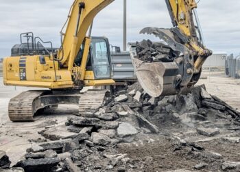 Groundwork on an expansion of the Aberdeen Regional Airport terminal to make room for baggage-scanning equipment began Thursday, April 9. Aberdeen Insider photo by Scott Waltman.