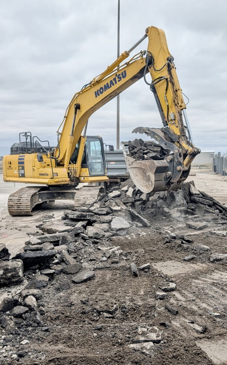 Groundwork on an expansion of the Aberdeen Regional Airport terminal to make room for baggage-scanning equipment began Thursday, April 9. Aberdeen Insider photo by Scott Waltman.