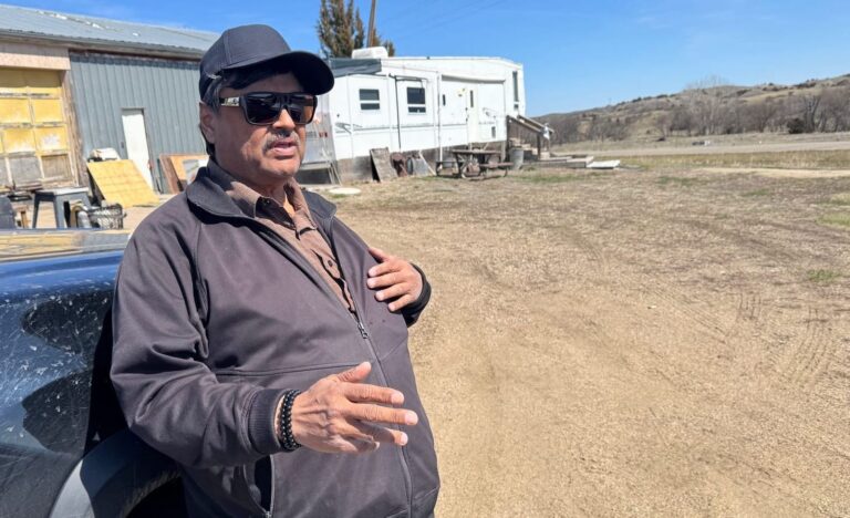 Lower Brule Sioux Tribe Chairman Boyd Gourneau, pictured at his ranch in Lower Brule on April 10, was hoping a U.S. Department of Agriculture grant program would spur more farming and ranching opportunities for tribal members. South Dakota News Watch photo by Bart Pfankuch.