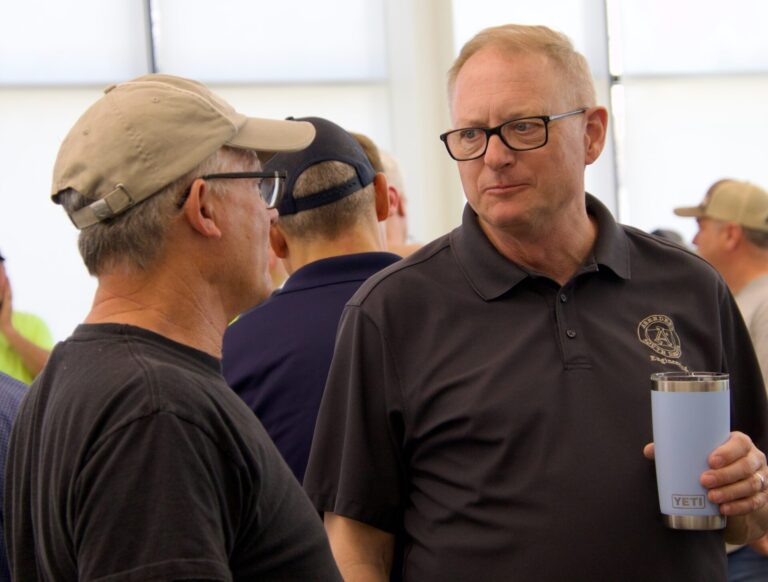Aberdeen Public Works Director Stu Nelson mingles with those in attendance at his retirement party at K.O. Lee Aberdeen Public Library on Wednesday, April 22. His last day was April 24. Aberdeen Insider photo by Elisa Sand.
