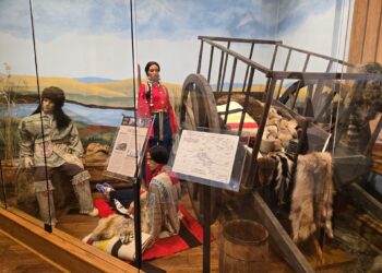 This fur-trading exhibit is part of the new Squire exhibit at the Dacotah Prairie Museum, which opens Friday, May 1. Aberdeen Magazine photo by Annie Scott.