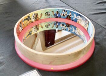 Alta Three Legs of Central High School placed first in the traditional cultural art division at the State Visual Arts Contest, which was April 9-11 in Aberdeen. She painted the inside of a drum hoop. Photo courtesy of South Dakota Public Broadcasting.