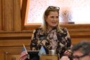South Dakota Rep. Julie Auch, R-Lesterville, speaks in the House of Representatives in February 2025 at the Capitol in Pierre. South Dakota Searchlight photo by John Hult.