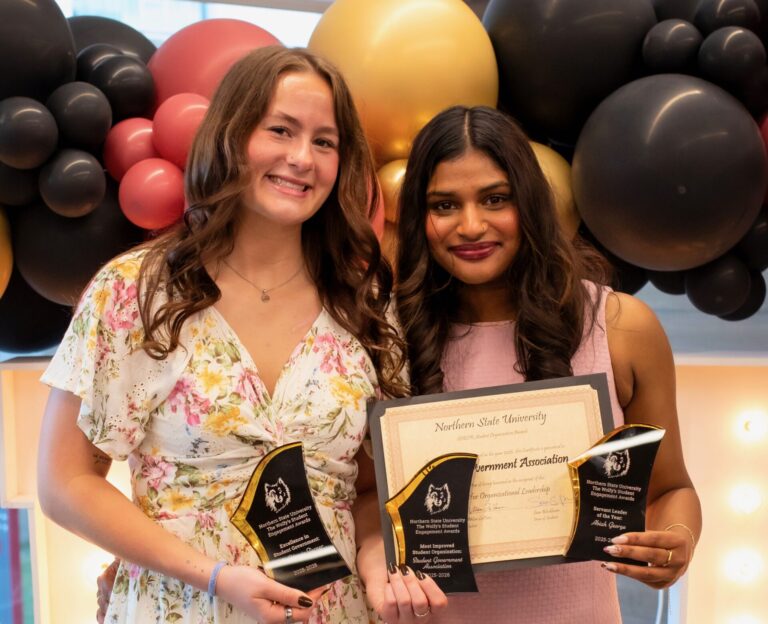 Northern State University graduates MacKenzie Turner, left, and Abiah George have been accepted to prestigious universities for graduate school and law school respectively. Turner will be attending American University and Geroge will be attending Drake University Law School. Courtesy photo.