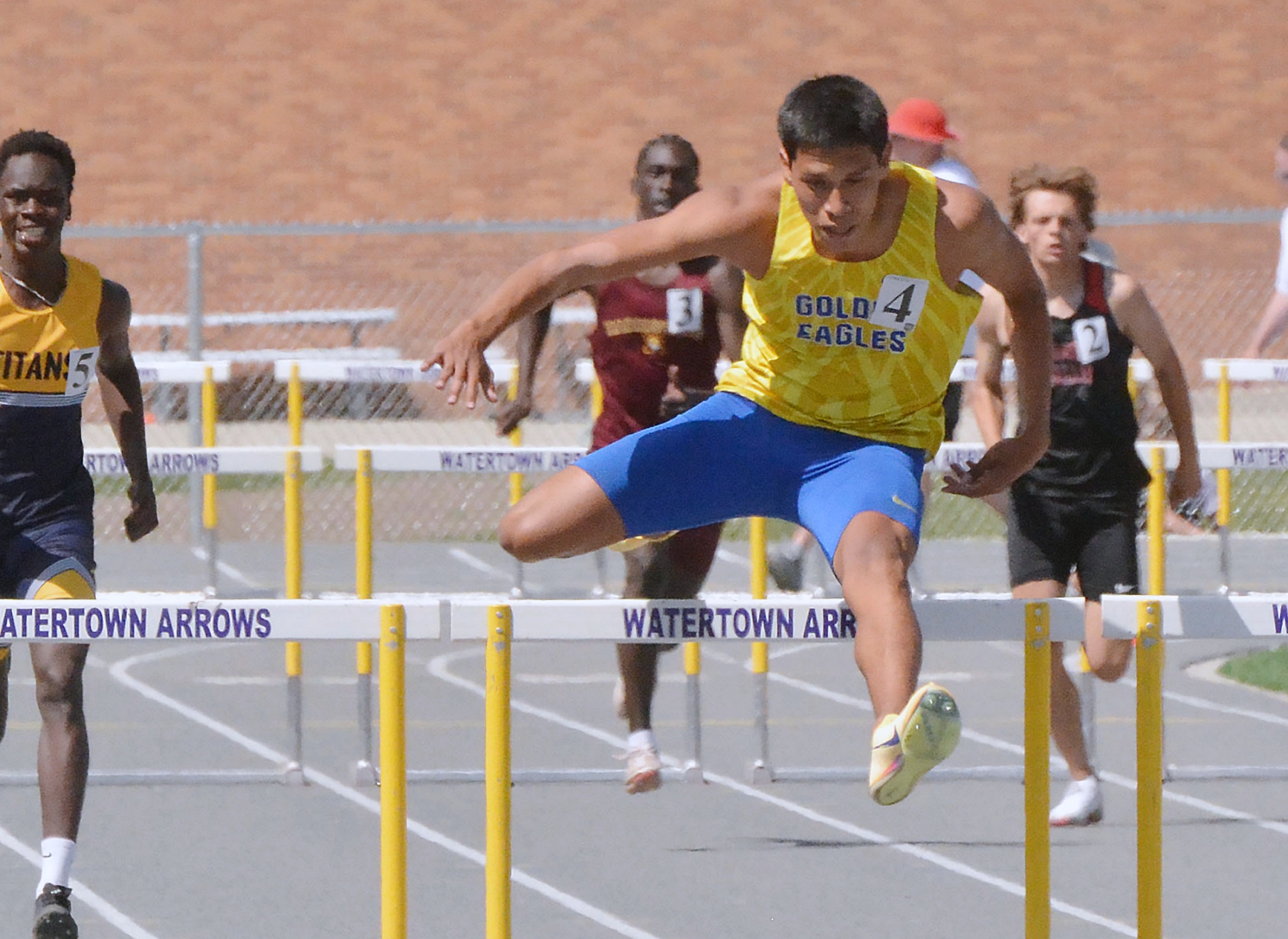 Aberdeen Central's Kyson Fayant won the boys 300-meter hurdles at the Eastern South Dakota Conference track meet in record fashion. He set a new South Dakota high school state record with a time of 37.81 seconds on Saturday, May 16 in Watertown. Courtesy photo.