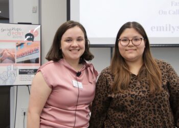 Diana Leal, program manager for the Post-Overdose Response Team for Emily's Hope stands with Brown County's team member Randee Red Horse. Aberdeen Insider photo by Elisa Sand.