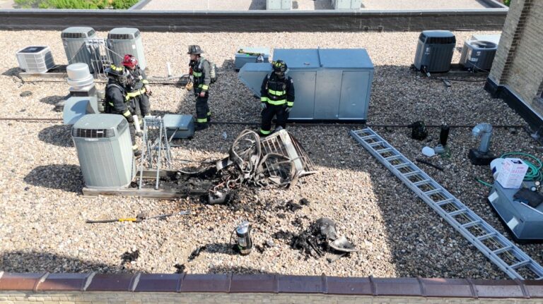 One person was injured as the result of a fire at the Alonzo Ward Hotel & Plaza on Thursday, May 28. The fire was contained to the air conditioning unit on the roof. Photo courtesy of Aberdeen Fire & Rescue.