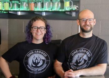 Audrey Miller and Ryan Clay are the new owners of One-Legged Pheasant brewery at home 721 S. Main St.