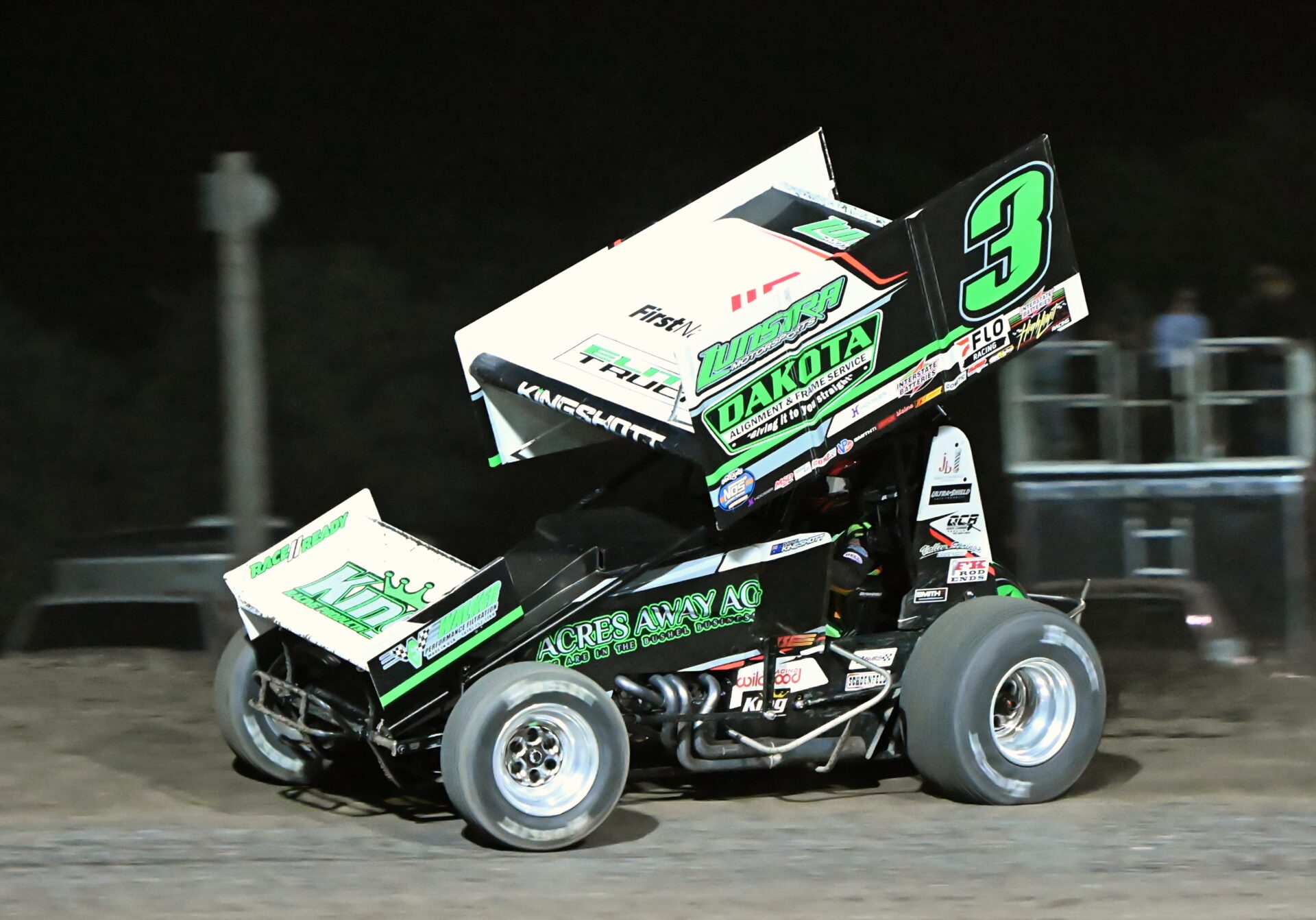 Dayne Kingshott stays to the top of the track approaching the third turn during the NOSA Sprint series A feature race Friday, June 26 at the Brown County Speedway. Kingshott took the checkered flag for his first win of the season. Aberdeen Insider photo by Robb Garofalo.