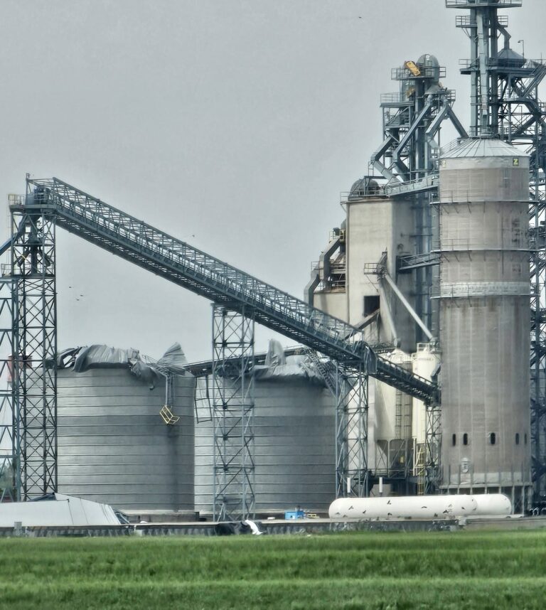 Grain bins in Highmore were badly damaged when a storm rolled through the region the morning of Monday, June 29. Gusts in Highmore reached 131 mph, according to the National Weather Service. Photo courtesy of Dave Swain.