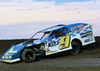 Sports roundup: Before races, fireworks, Brown County Speedway honors Ron Droog 8 Kent Arment sticks to the high line of the track during the Modified feature race, which he won on Friday, July 3 at Brown County Speedway. Arment took the checkered flag for his third win of the season. Aberdeen Insider photo by Robb Garofalo.