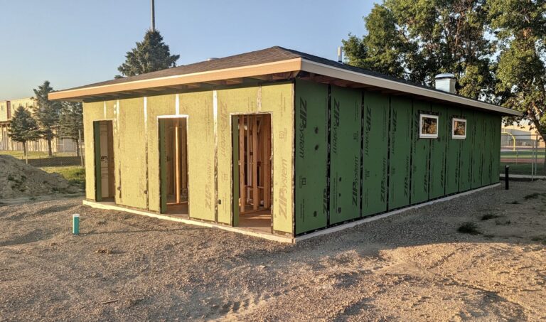 A new, larger bathroom building at the Warner Athletic Complex is partially built, but when work will continue has yet to be determined. Aberdeen Insider photo by Scott Waltman.
