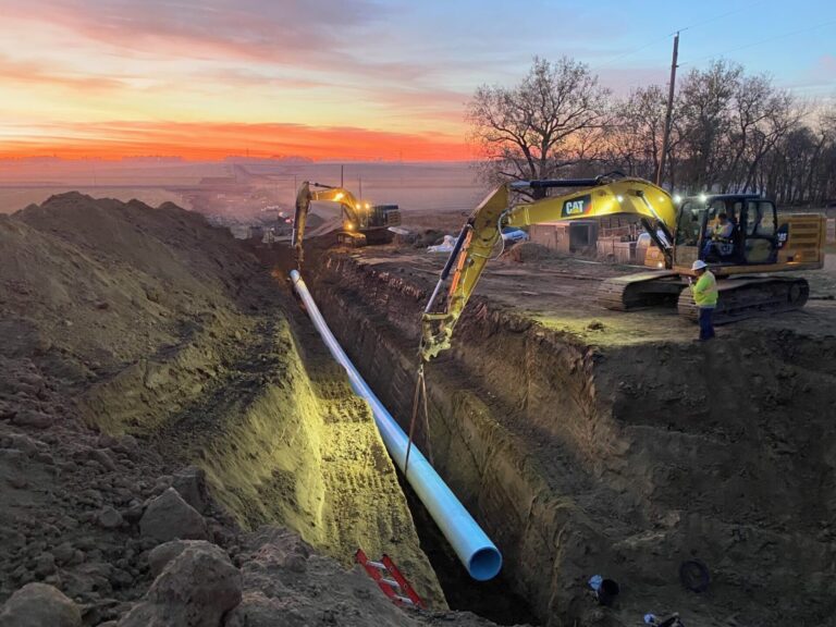 A portion of the Lewis & Clark Regional Water System is installed between Beresford and Sioux Center, Iowa. Photo courtesy of Lewis & Clark Regional Water System.