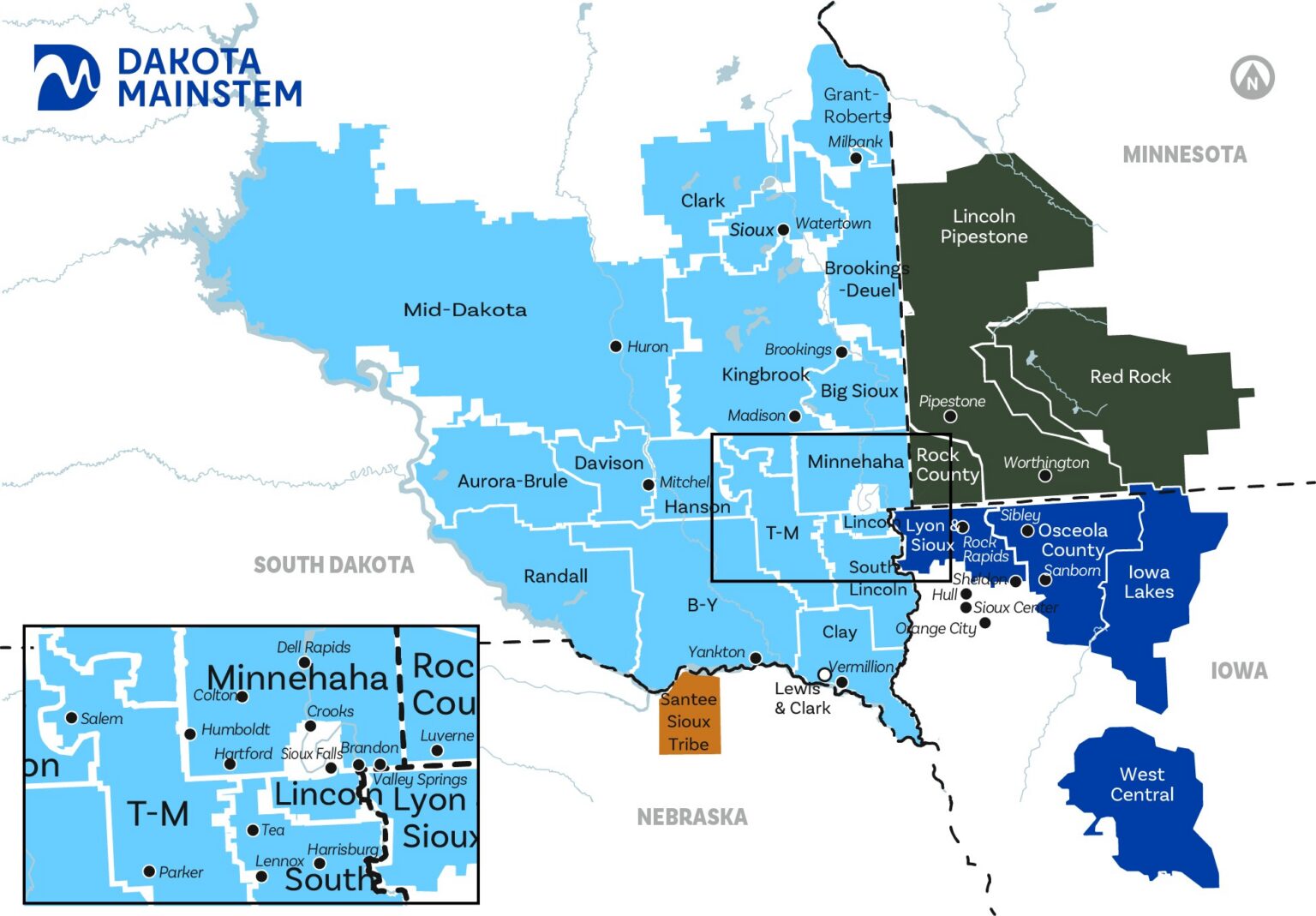 A map of water providers that would be served by the proposed Dakota Mainstem Regional Water System pipeline project. Map courtesy of Dakota Mainstem.