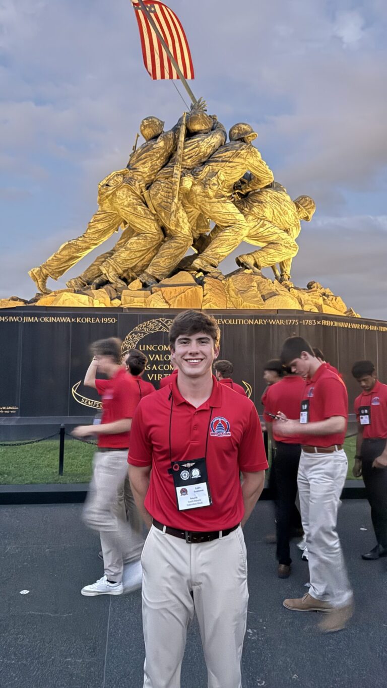 Luke Swanson of Aberdeen visited the U.S. Marine Corps War Memorial while in Washington, D.C., for American Legion Boys Nation. He plans to attend the U.S. Air Force Academy. Legion Boys Nation. Courtesy photo.