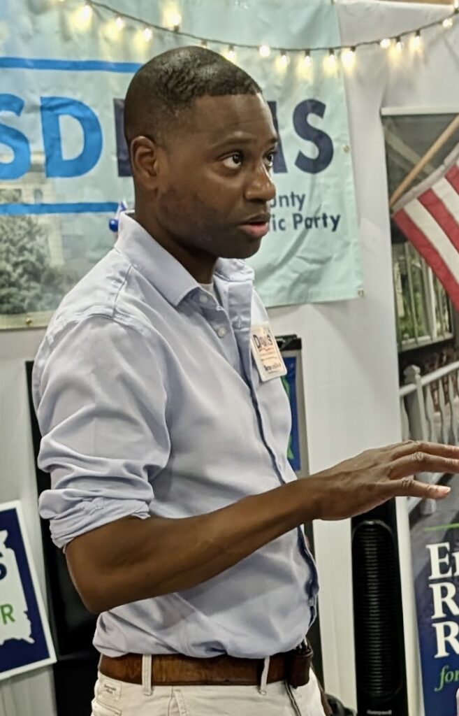 Terrence Davis of Sioux Falls is a Democrat from Sioux Falls who is running for secretary of state. He visited with voters and passersby on Wednesday, Aug. 12 at the Brown County Fair. Aberdeen Insider photo by Scott Waltman.