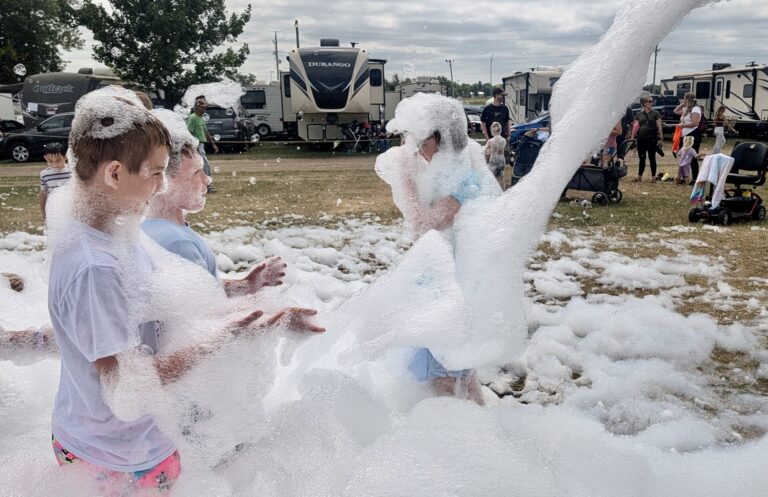 A foam party drew a big crowd of kids on Saturday, Aug. 15 at the Brown County Fair. Aberdeen Insider photo by Scott Waltman.