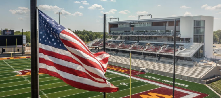 Northern State University and Aberdeen Fire & Rescue are planning a memorial ceremony to acknowledge the 25th anniversary of the 9/11 terrorist attacks. It will begin at 9 a.m. on Friday, Sept. 11 at the west entrance of Dacotah Bank Stadium. An optional part of the event is a 2,200-step stair climb at the stadium. Photo courtesy of Northern State University.