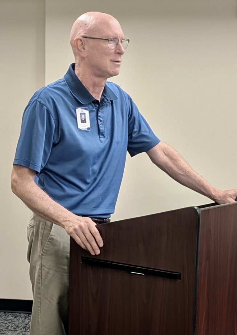 Central High School Principal Jason Uttermark speaks with members of the Aberdeen School Board during their Monday, Aug. 24 meeting about being named South Dakota high school principal of the year. Aberdeen Insider photo by Scott Waltman.