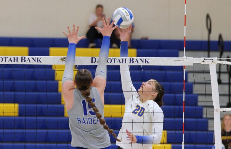 High school volleyball: Aberdeen Central opens home slate with wins over Rapid City foes 9 Aberdeen Central's Lauryn Burckhard tips the ball over the block attempt of Rapid City Stevens' Brooke Larson. Burckhard had 15 kills, helping the Eagles to a 15-25, 27-25, 25-18, 22-25, 15-7 victory Thursday, Aug. 27 at Golden Eagles Arena. Aberdeen Insider photo by Robb Garofalo.