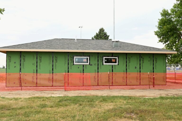A partially built bathroom building at the Warner Athletic Complex has been the subject of debate in recent months. Hopes are it can be finished by track season in spring. Aberdeen Insider photo by Robb Garofalo.