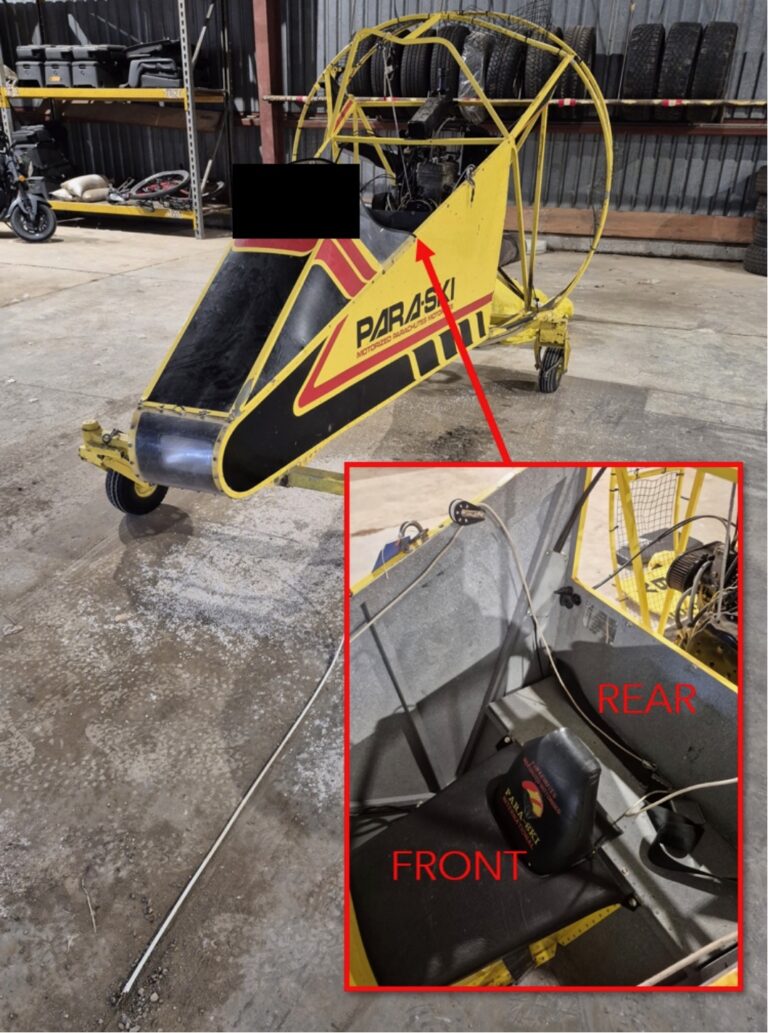 The powered-parachute operated by Aberdeen Mayor Travis Schaunaman includes a passenger seat. Photo courtesy of National Transportation Safety Board.