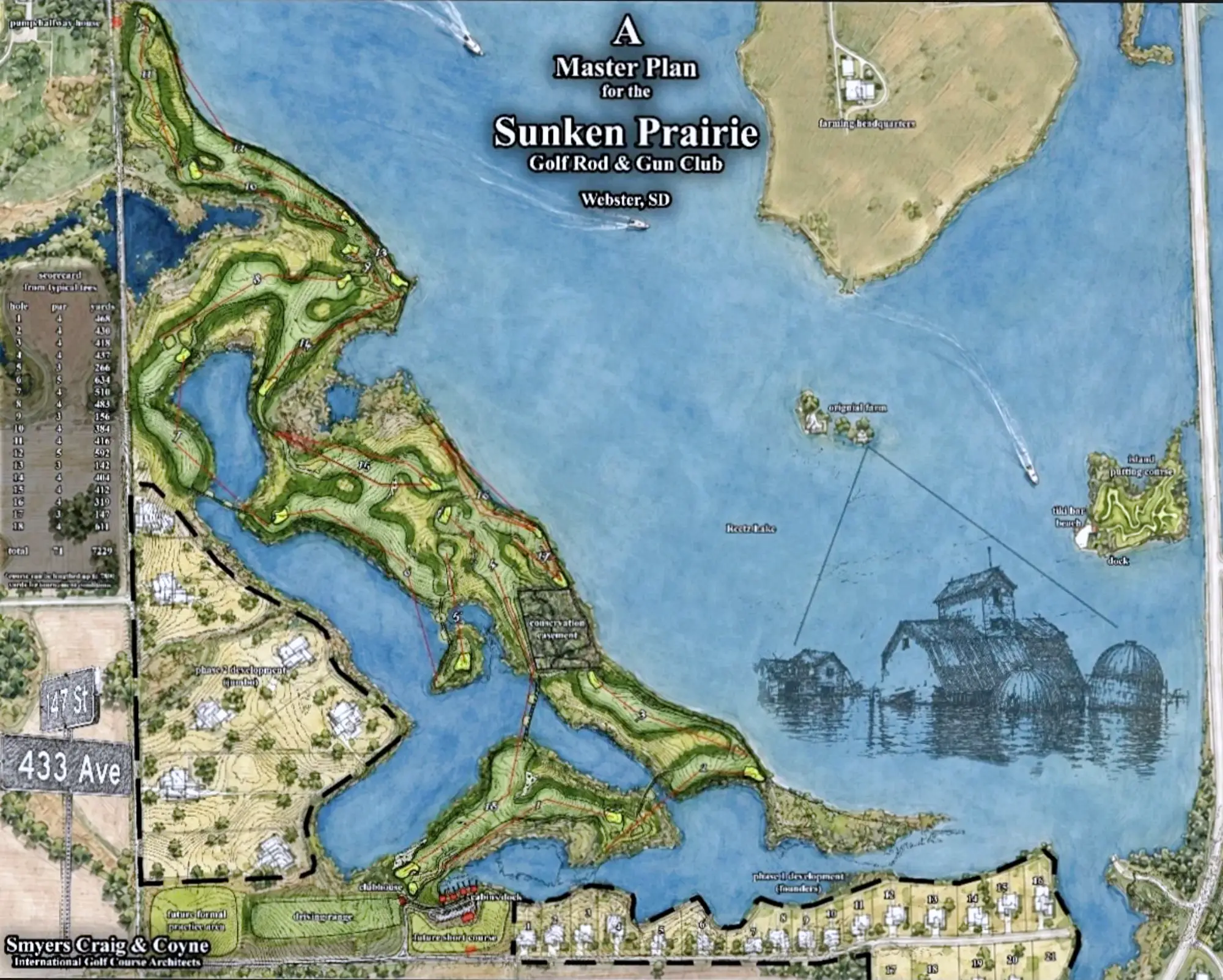 The original  rendition of Sunken Prairie Golf Course near Webster designed by Smyers, Craig, and Coyne International Golf Course Architecture Group.