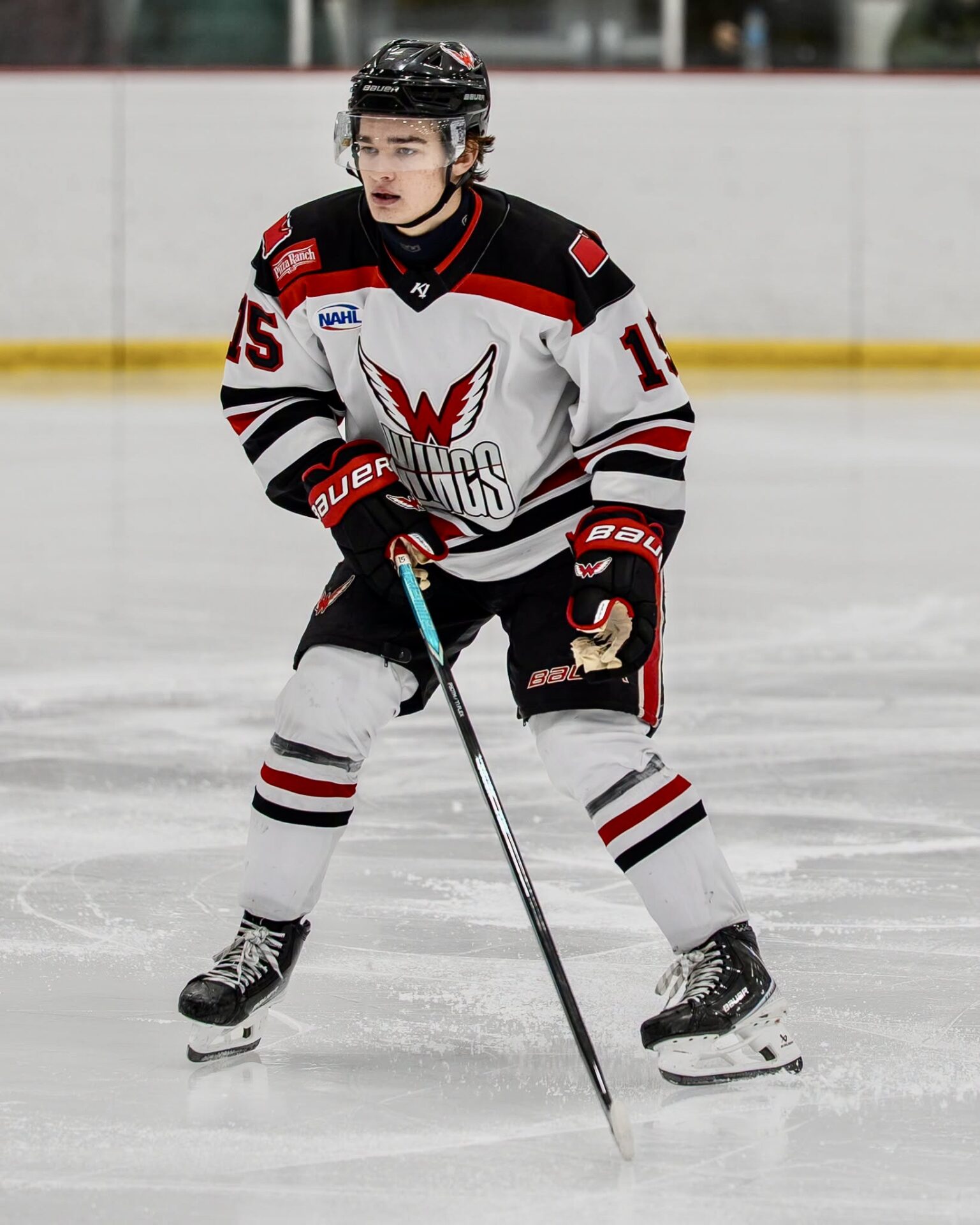 Aberdeen forward Keaton Weis skates during one of the Wings games at the North American Hockey League Showcase last weekend in Blaine, Minn. Aberdeen won all three of its games to improve to 4-1. Photo courtesy of the North American Hockey League.