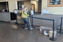 Only modest touchup work is needed in the lobby at Aberdeen Regional Airport after a luggage scanner was removed. Aberdeen Insider photo by Scott Waltman.