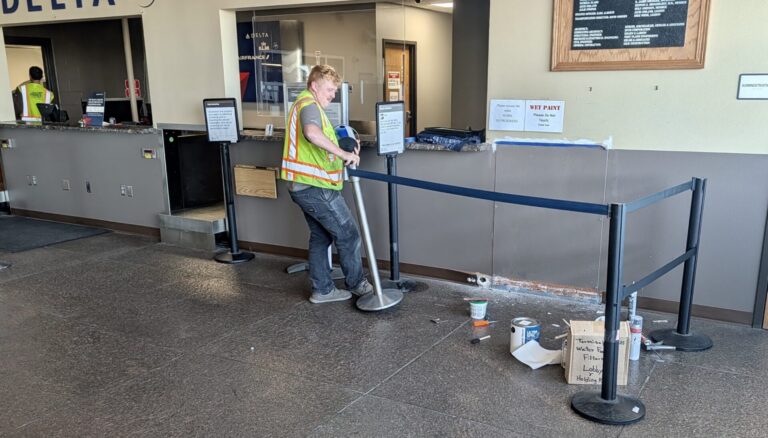 Temporary third flight at Aberdeen Regional Airport begins this week 2 Only modest touchup work is needed in the lobby at Aberdeen Regional Airport after a luggage scanner was removed. Aberdeen Insider photo by Scott Waltman.